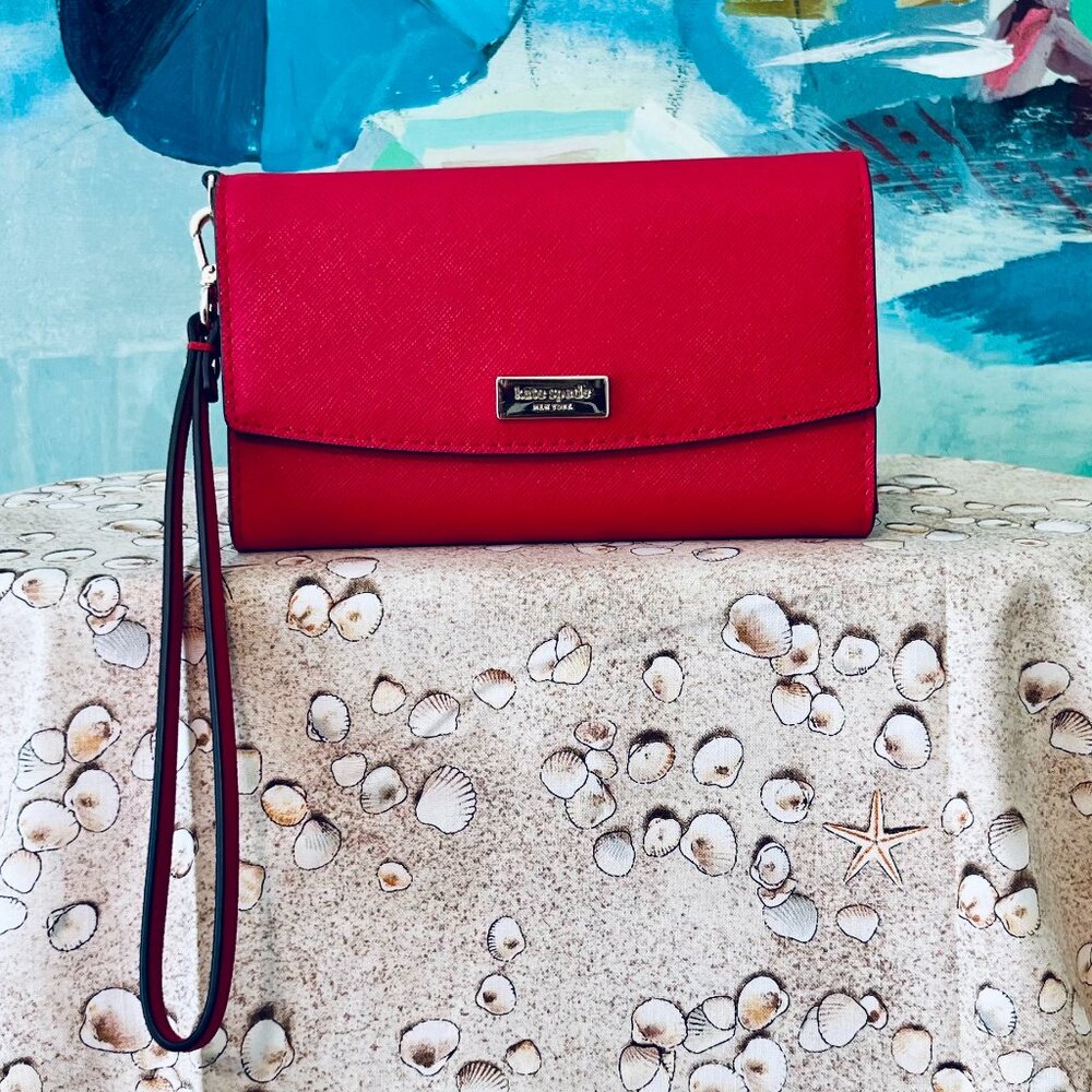 Kate Spade Raspberry Red Leather Wristlet Wallet – Night-Out Essential